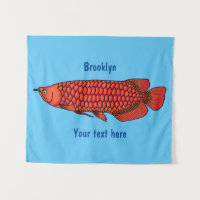 Red Arowana fish cartoon illustration