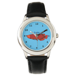 Red Arowana fish cartoon illustration Watch
