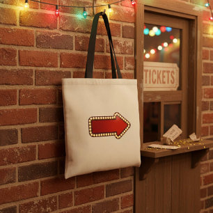 Red Arrow Sign with Lights Tote Bag