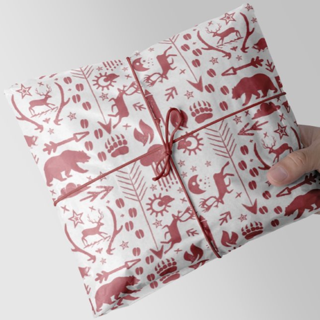 Red Arrows Deer Bears and Clouds Pattern Tissue Paper (Creator Uploaded)