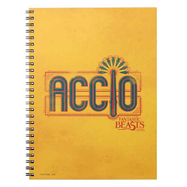 Red Art Deco ACCIO™ Spell Graphic Spiral Notebook (Front)