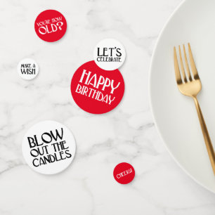 Red Art Deco Birthday Phrases Confetti