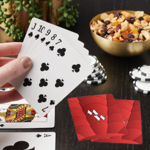 Red Art Deco Design Monogrammed Playing Cards