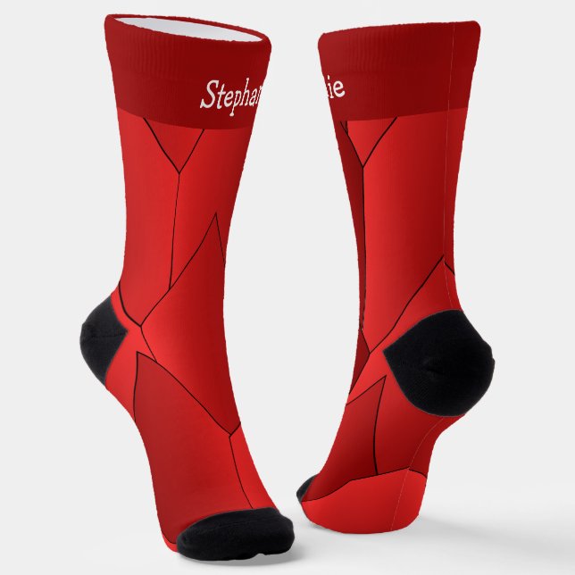 Red Art Deco Design Socks (Angled)