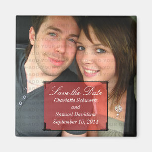 Red Art Deco Frame Save the Date Magnet