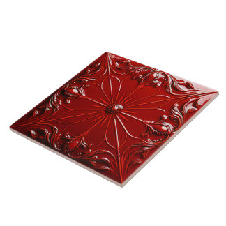Red Art Deco  Tile