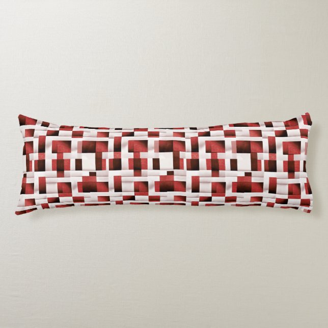 Red Artistic Chequered Motif | Geometric Pattern Body Cushion (Front)