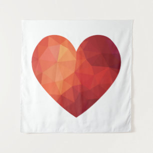 Red artistic cubism heart tapestry