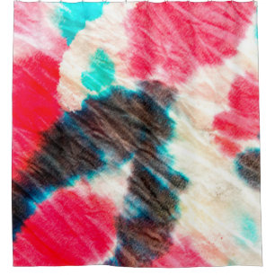 Red Artistic Dirty. Shibori Pattern. Summer Brush Shower Curtain