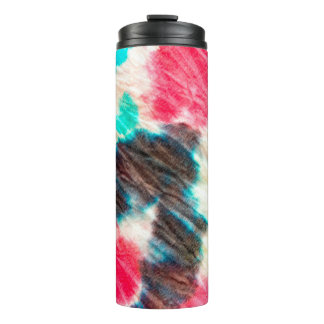 Red Artistic Dirty. Shibori Pattern. Summer Brush  Thermal Tumbler