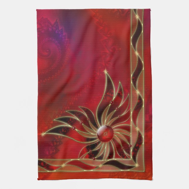 Red As the Flame Kitchen Towel (Vertical)