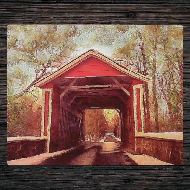 Red Ashland Covered Bridge in Delaware Plaque (Creator Uploaded)