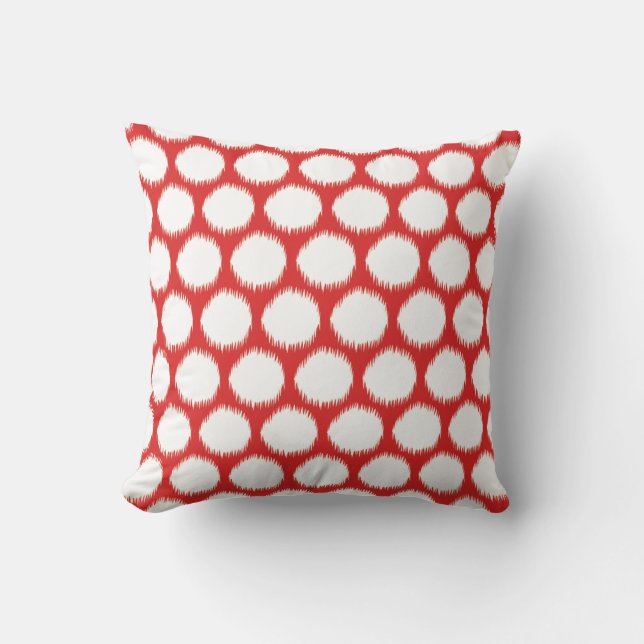 Red Asian Moods Ikat Dots Cushion (Front)