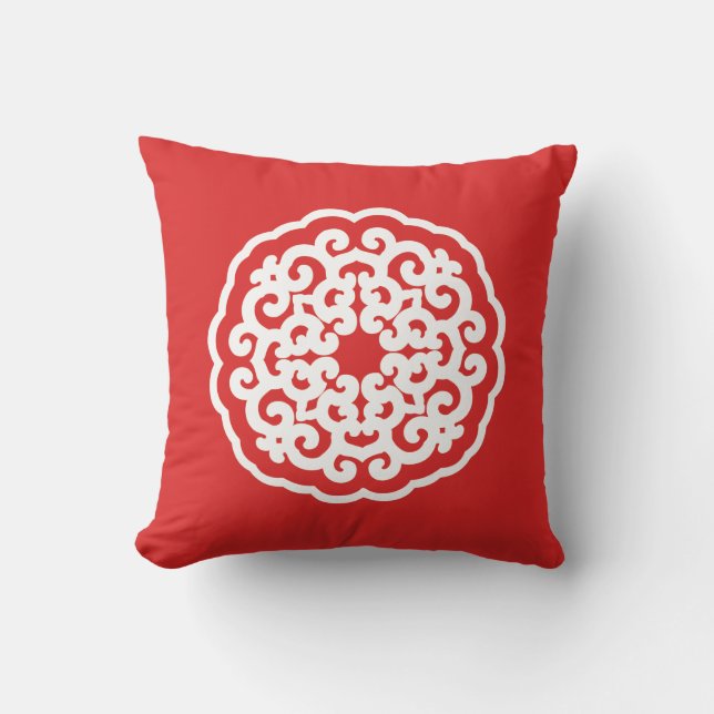 Red Asian Moods Mandalla Cushion (Front)