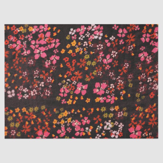 Red assorted flowers Tissue Paper (Front)