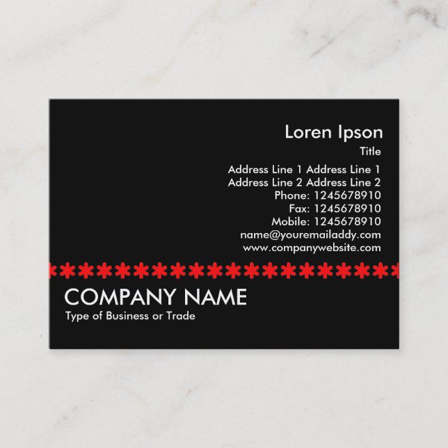 Red Asterisk Line - Black Business Card (Front)