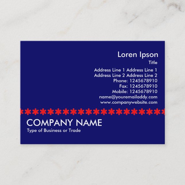 Red Asterisk Line - Dark Blue Business Card (Front)