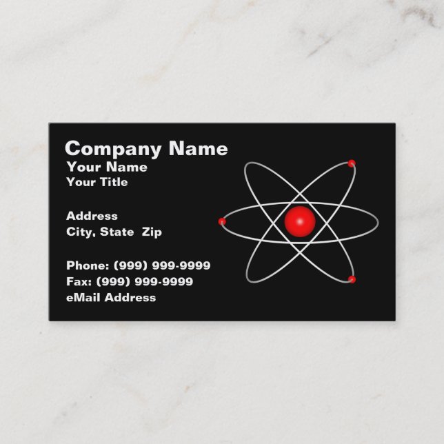 Red Atom Against a Black Background Business Card (Front)