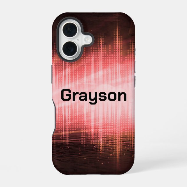 Red Audio Waves iPhone 16 Case (Back)
