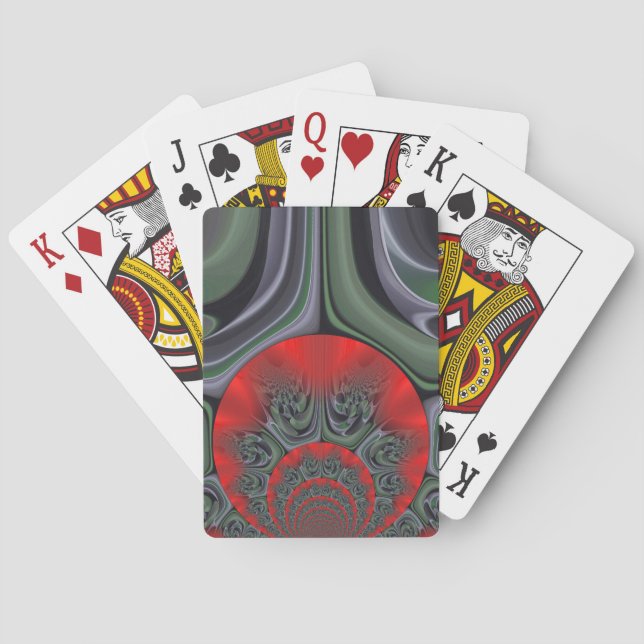 Red Aurora Art Print Customise Product Playing Cards (Back)