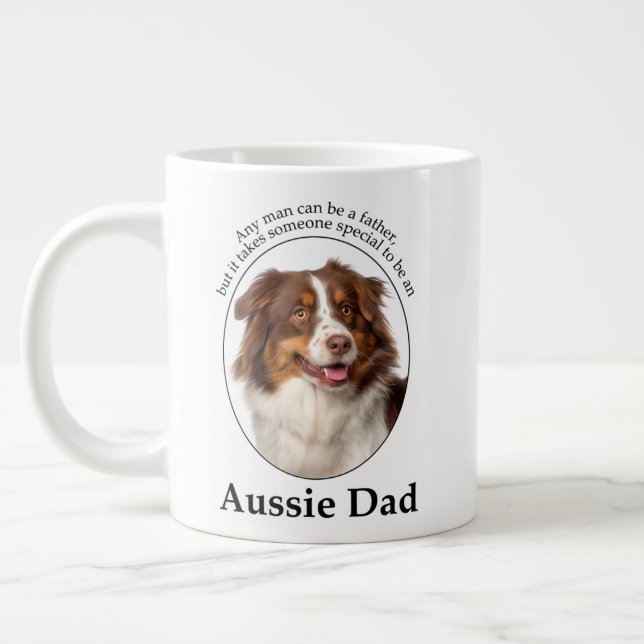 Red Australian Shepherd Dad Large Coffee Mug (Left)