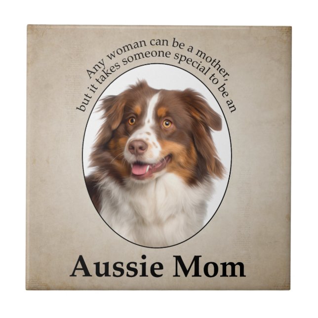 Red Australian Shepherd Mum Tile (Front)