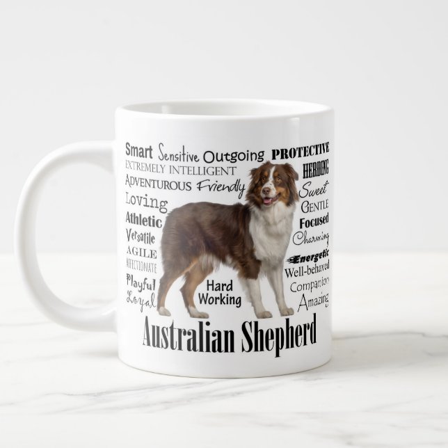 Red Australian Shepherd Traits Large Coffee Mug (Left)
