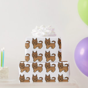 Red Australian Terrier Cute Dog Pattern Wrapping Paper