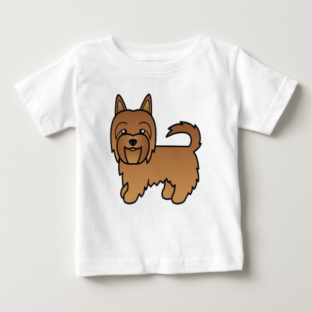 Red Australian Terrier Dog Cartoon Drawing Baby T-Shirt (Front)