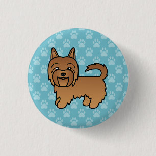 Red Australian Terrier Dog On Blue Colour 3 Cm Round Badge