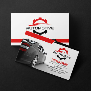 Red Automotive Car Repair Automobile Auto Parts Business Card
