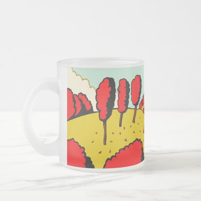 Red Autumn - Customised Frosted Glass Coffee Mug (Left)