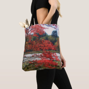 Red Autumn Foliage Marsh Nature Tote Bag