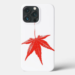 Red autumn leaf on white iPhone 13 pro case