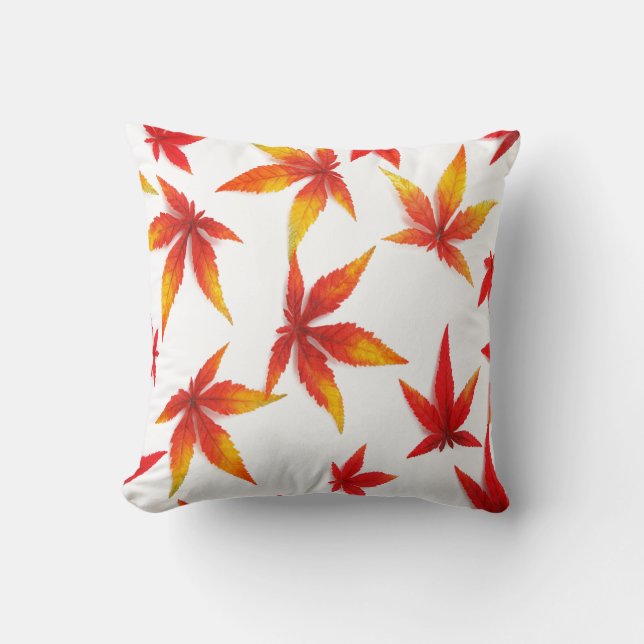 Red Autumn Leaves Cushion (Front)
