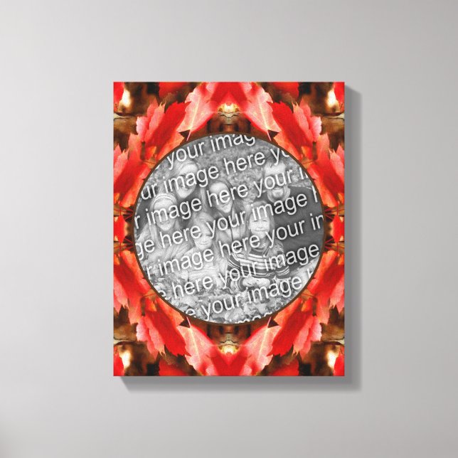 Red Autumn Leaves Frame Create Your Own Photo Canvas Print (Front)