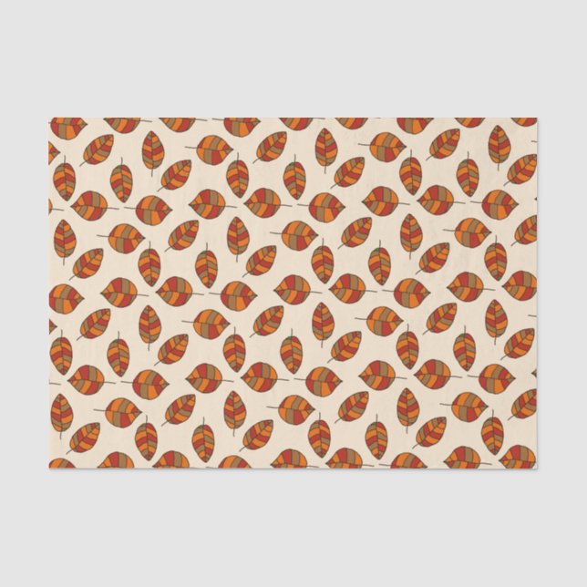 Red Autumn Leaves Graphical Leaf Pattern Tissue Paper (Front)