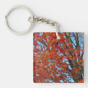 Red Autumn Leaves Key Ring