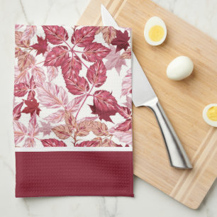Red Autumn Leaves Kitchen Towel