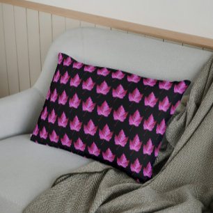 Red Autumn Maple Leaf Pattern on Black Floral Pillowcase