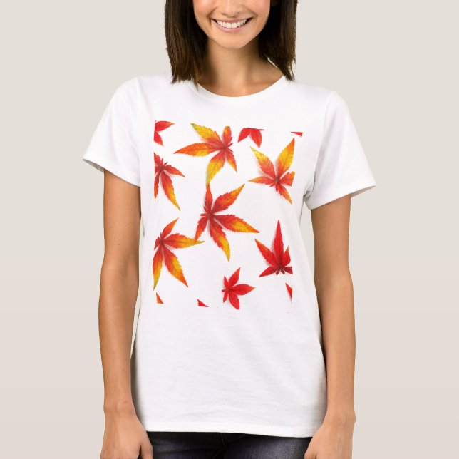 Red Autumn Maple Leaves T-Shirt (Front)