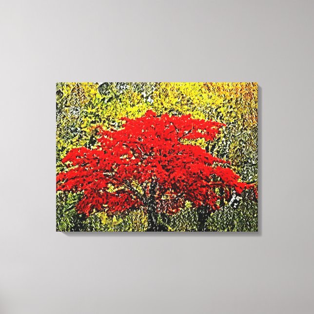 Red Autumn Painting Art - Wrapped canvas (Front)