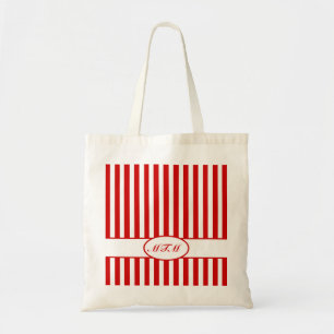 Red Autumnal Stripes with monogram Tote Bag