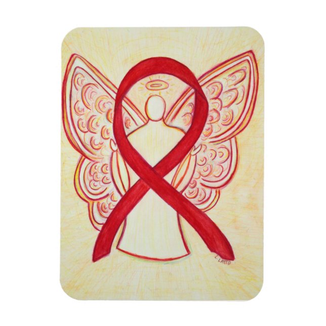 Red Awareness Ribbon Angel Art Magnet (Vertical)