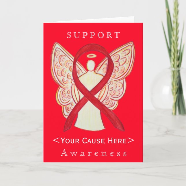 Red Awareness Ribbon Angel Customised Card (Front)