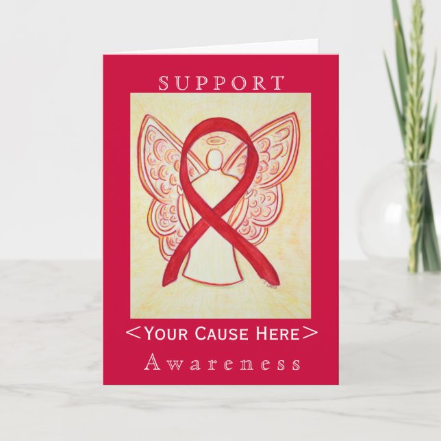 Red Awareness Ribbon Angel Customised Card (Front)