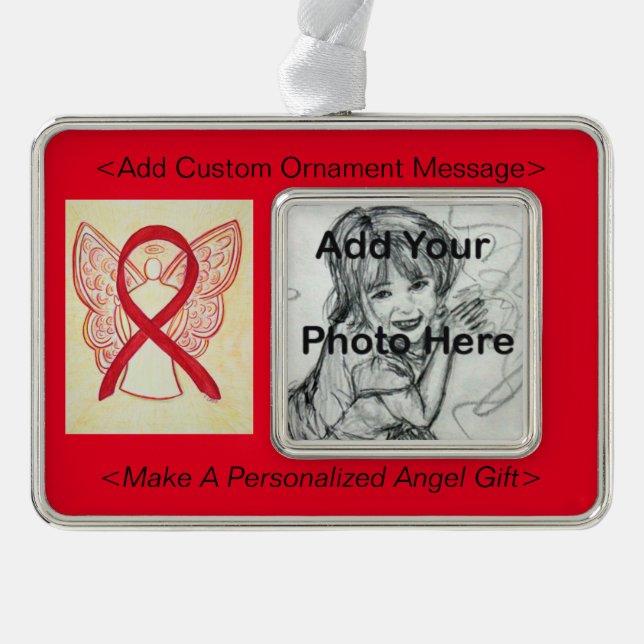 Red Awareness Ribbon Angel Ornament (Front)
