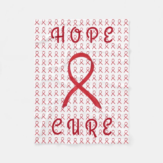 Red Awareness Ribbon Blood Cancer Fleece Blanket (Front)