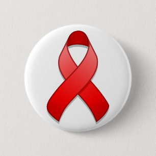 Red Awareness Ribbon Button