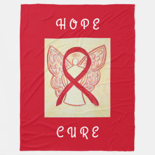 Red Awareness Ribbon Cancer Angel Fleece Blanket